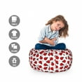 thumbnail image 2 of Ladybug Storage Toy Bag Chair, Spring Illustration with Polka Dotted Insects and Silhouettes, Stuffed Animal Organizer Washable Bag, Large Size, Vermilion Pale Grey, by Ambesonne, 2 of 3