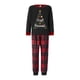 thumbnail image 1 of Pijamas navideños familiares a juego: camisetas de manga larga con estampado de letras y copos de nieve y pantalones a cuadros., 1 of 8