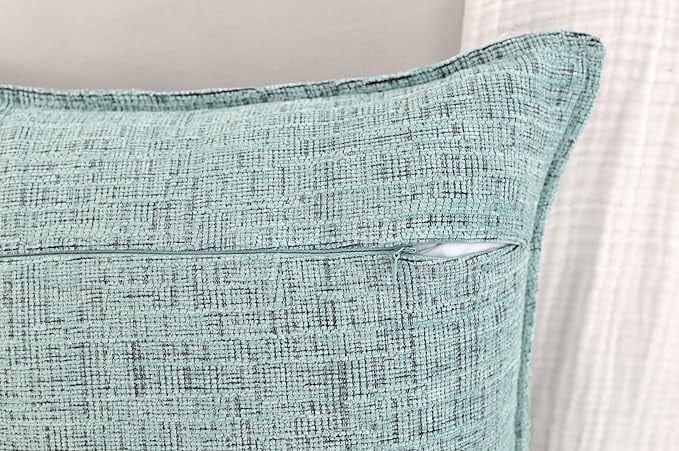22x22 Pillow Covers inch Light Green Textured Soft Chenille Solid Cushion Covers For Sofa, Accent Chair, Couch, Modern Cozy Large Pillow cases Set of 2