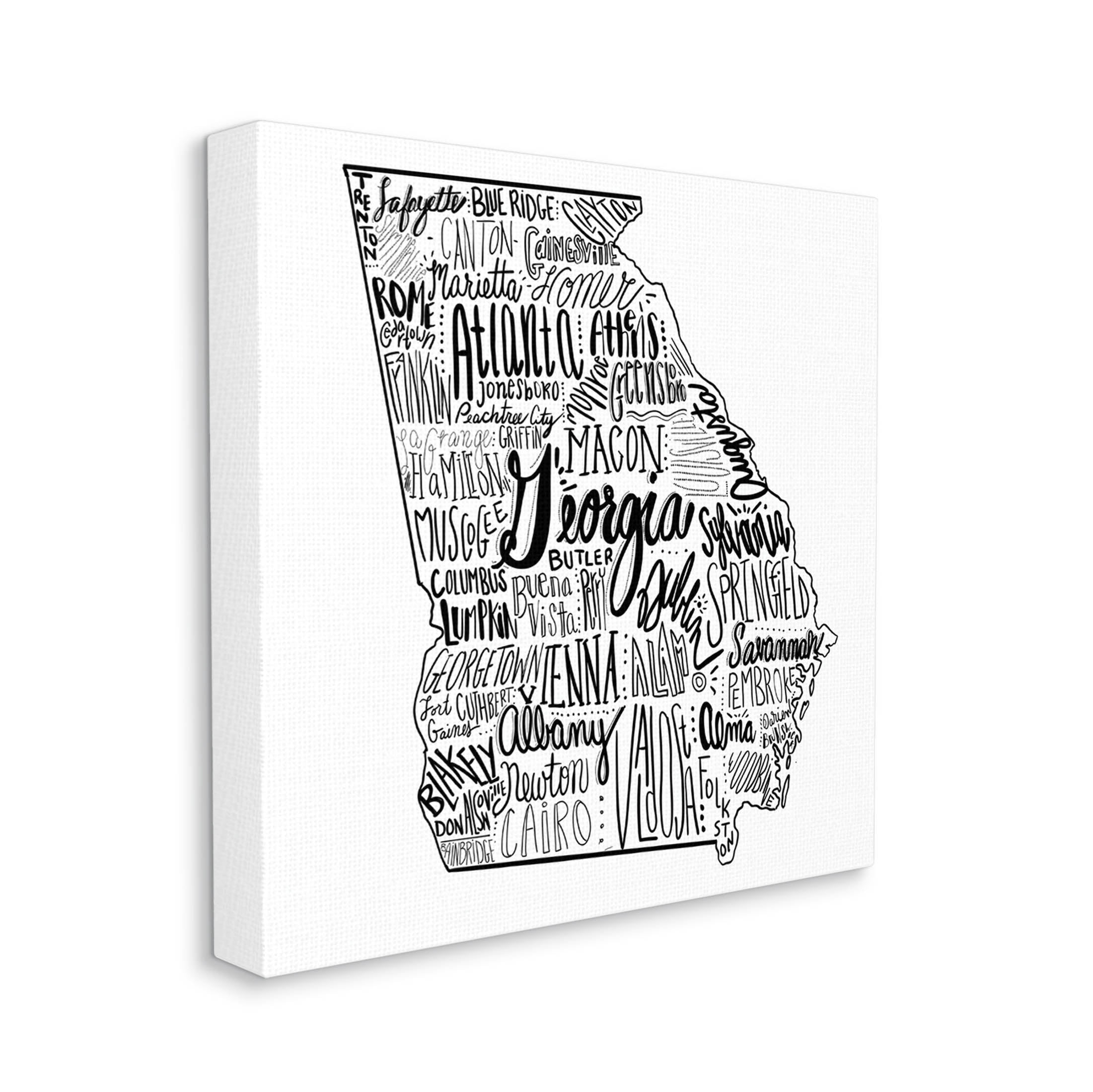 Stupell Industries Georgia State Map Shape City Typography Graphic Art Gallery Wrapped Canvas Print Wall Art, Design by The Saturday Evening Post