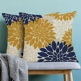 thumbnail image 2 of Mustard Yellow Navy Blue Pillow Covers 18x18 Inch Set of 2 White Dahlia Floral Decor Throw Pillows Summer Modern Geometry Flower Outdoor Decorative Cushion Cases for Sofa Couch Bed Decorations, 2 of 6