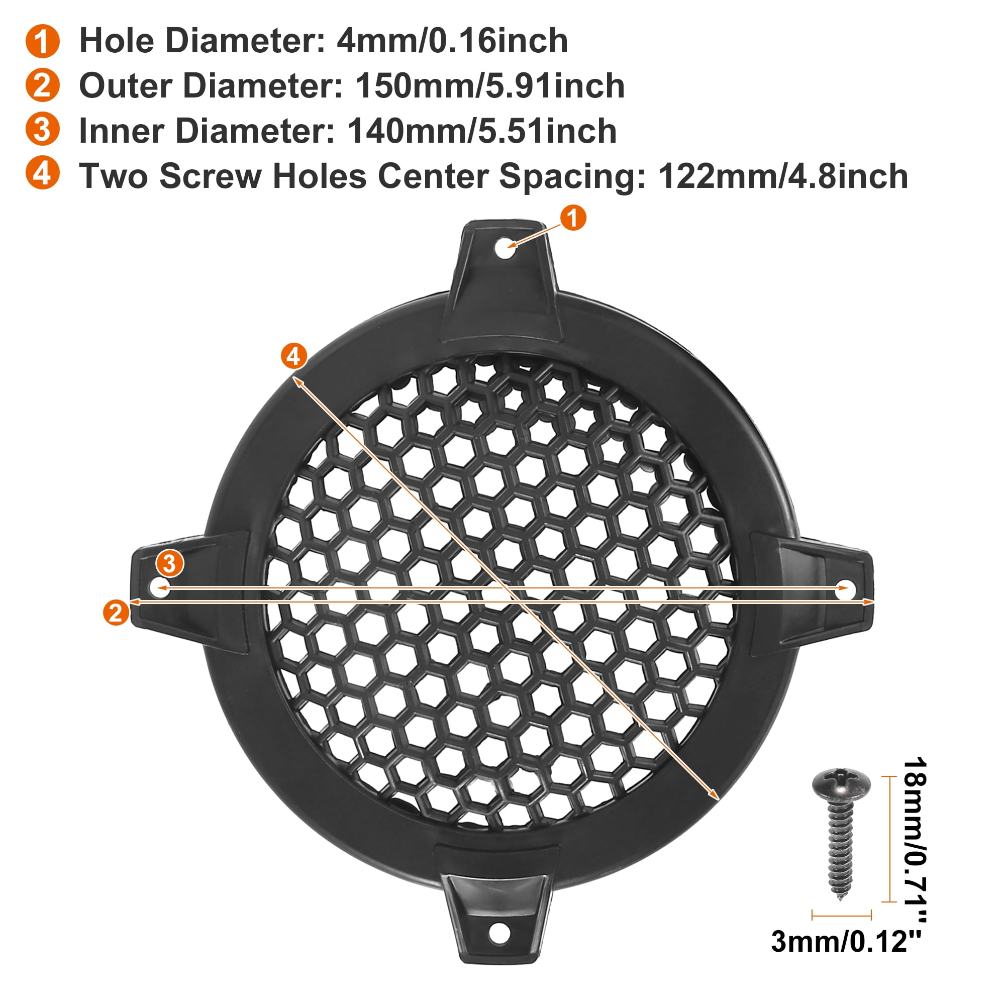 Unique Bargains 4 Inch Universal Speaker Grills Cover with Screws - Pack of 2