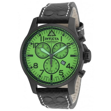 Invicta 19754 Men's Reserve Green Dial Black Leather Strap Chronograph Watch