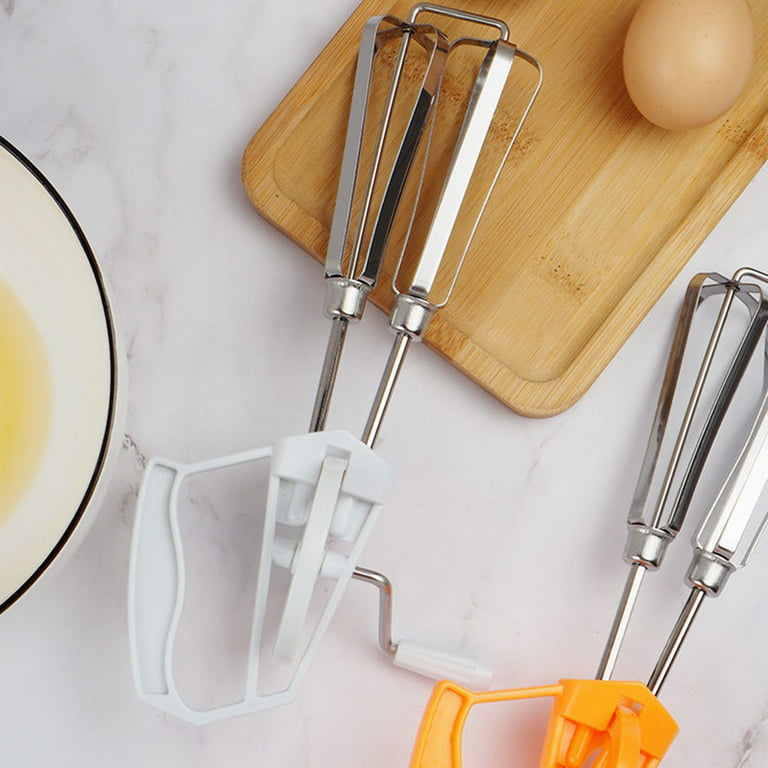 Hariumiu Hand Rotary Cranked Egg Beater Stainless Steel Manual Double-Head  Tools Manual Hand Mixer Egg Beater with Crank