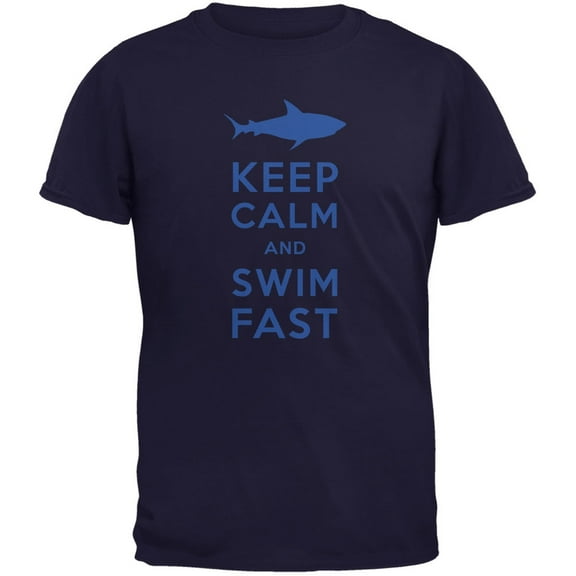 Shark Keep Calm and Swim Fast Navy Youth T-Shirt - X-Large(18)