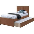 thumbnail image 6 of Meridian Furniture Hudson Cognac Vegan Leather Twin Trundle Bed, 6 of 10