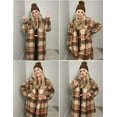 thumbnail image 6 of Zeagoo Womens Plus Size Flannel Plaid Button Down Shirts Long Sleeve Lounge Lapel Tartan Shacket Jacket Long Coats 2025, 6 of 7