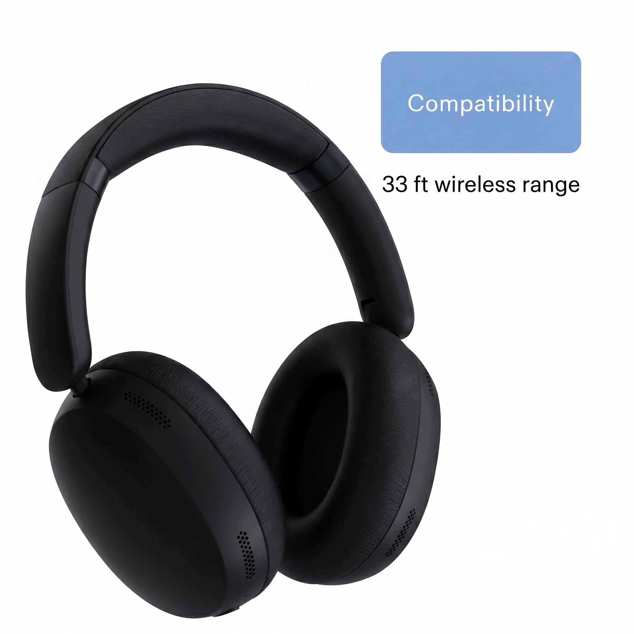 onn Hushbyte Wireless Over-Ear Headphones with Memory Foam and HD Sound, Black