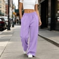 thumbnail image 7 of ShomPort Womens Wide Leg Track Pants Stripe Front Sports Long Pants High Waisted Sweat Pants with Pockets, 7 of 7
