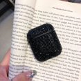 thumbnail image 3 of Estuche para auriculares con destellos para AirPods (negro), lujoso estuche rígido protector con diamantes brillantes, compatible con auriculares Apple AirPods 1/2, 3 of 5