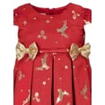 thumbnail image 2 of Infant Girls Red Gold Reindeer Print Short Sleeve Holiday Christmas Dress 12m, 2 of 3