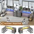 thumbnail image 4 of SEDETA 67" L Shaped Desk with Drawers, Computer Office Desk with Storage Shelves & Power Outlet, Reversible Gaming Desk with LED Lights for Home Office, Grey, 4 of 8