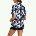 thumbnail image 4 of Mifsaly Womens Hawaiian Shirt Tropical Floral Short Sleeve Button Down Shirts Lightweight Flowy Summer Casual Beach Vacation Cover Up Navy,L, 4 of 5