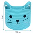 thumbnail image 2 of TACYKIBD Woven Basket 15"Lx14"H Cotton Rope Toy Basket with Cat Design, Cute Animal Basket Gift Basket Large Cat Toy Basket Baby Laundry Basket for Towels, Blankets, Cute Basket for Cat Toys, 2 of 17