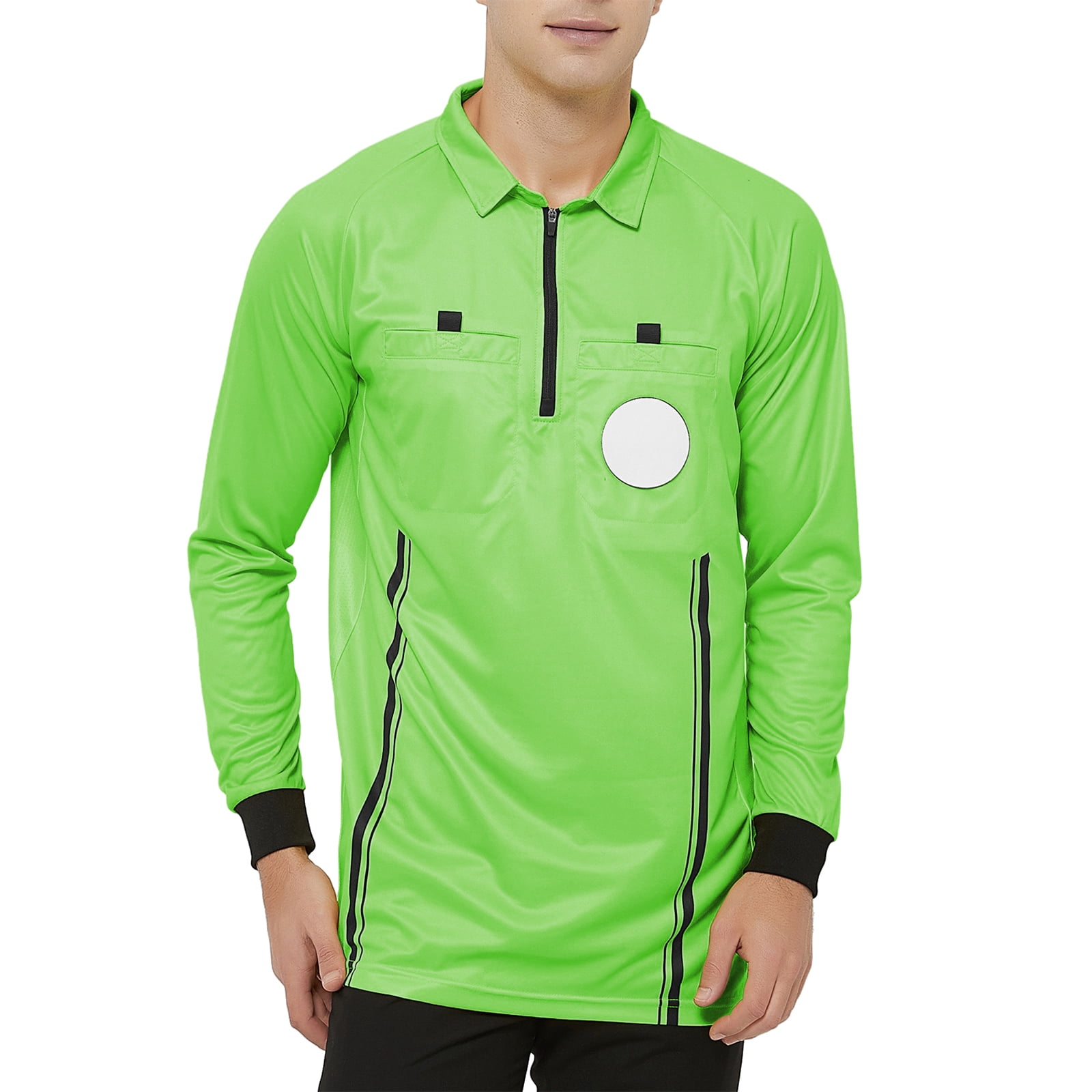 TOPTIE Men's Official Soccer Long Sleeve Referee Jersey USSF Pro Uniform-Green-3XL