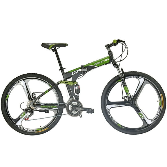 Eurobike 27.5 inches Full Suspension Folding Mountain Bike 21 Speed Foldable Bicycleb Men or Women MTB for Afults Green