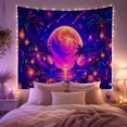 thumbnail image 2 of Celestial Planet Over Tropical Nightscape, Dreamy Psychedelic for Space Lovers, Cosmic Wall Art Housewarming Gift Tapestry Wall Hanging for Bedroom, Living Room and Dorm, 2 of 7