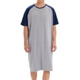 thumbnail image 2 of DODOING Mens Sleep Shirt Ultra Soft Sleepwear Raglan Sleeve Nightshirt Patchwork Long Lightweight Loose Sleepshirt M-3XL, 2 of 8