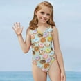 thumbnail image 5 of FOR U DESIGNS Doughnut One Piece Swimsuit Teenagers Kids Girls V-Neck Bodysuit Stretchy Sleeveless Bathing Suit Quick Dry Activewear Size 5-6 Years, 5 of 8