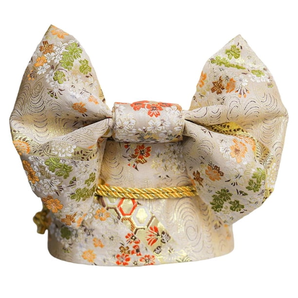 Kimono japonés Obi Floral elegante cinturón de cintura con lazo preatado señoras Geisha Bowknot Jacquard ajuste faja disfraz Accs Niños de oro Yuyangstore Kimono Robe Obi Belt