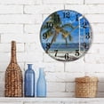 thumbnail image 3 of Palm Tree Beach Sea Window Silent Wall Clock 10" Non-Ticking Battery Clock, 3 of 7