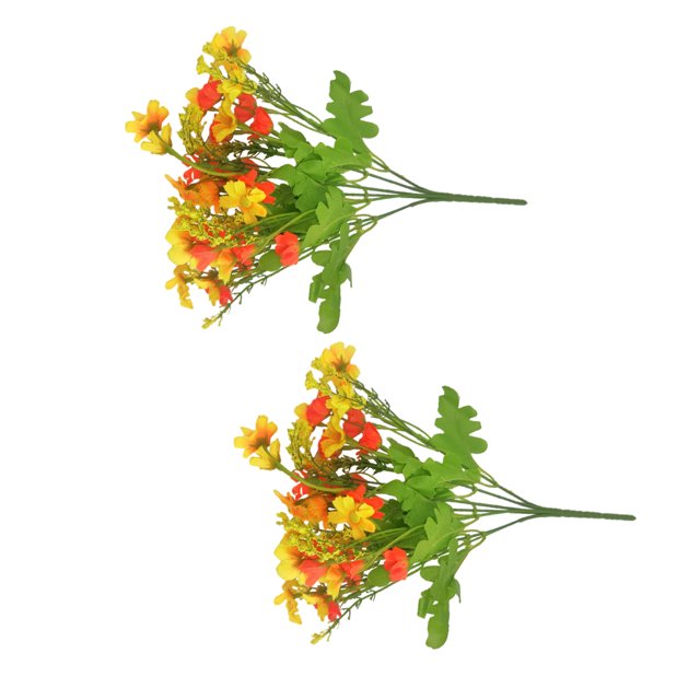 Kearding 2 flores artificiales hipoalergénicas para decoración del hogar y bodas, buena sensación de mano y duraderas. Flores artificiales Atardecer Rojo+Naranja