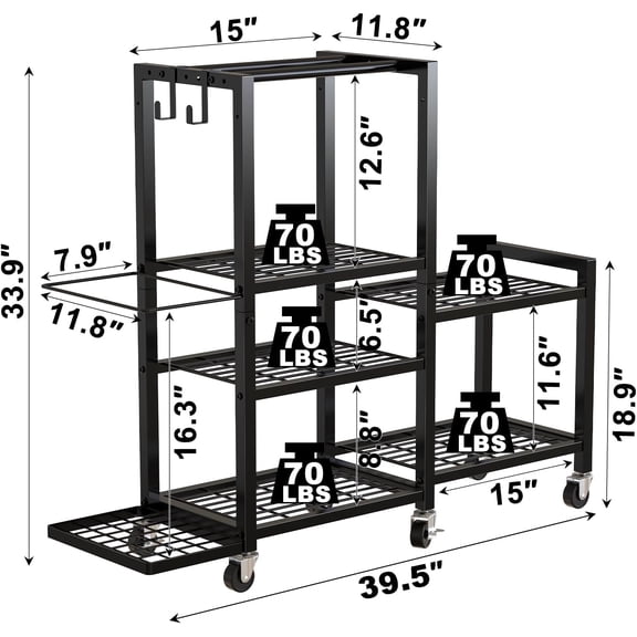 6-Tier Home Gym Storage Rack with Wheels, Dumbbell Weight Rack and Yoga Mat Organizer