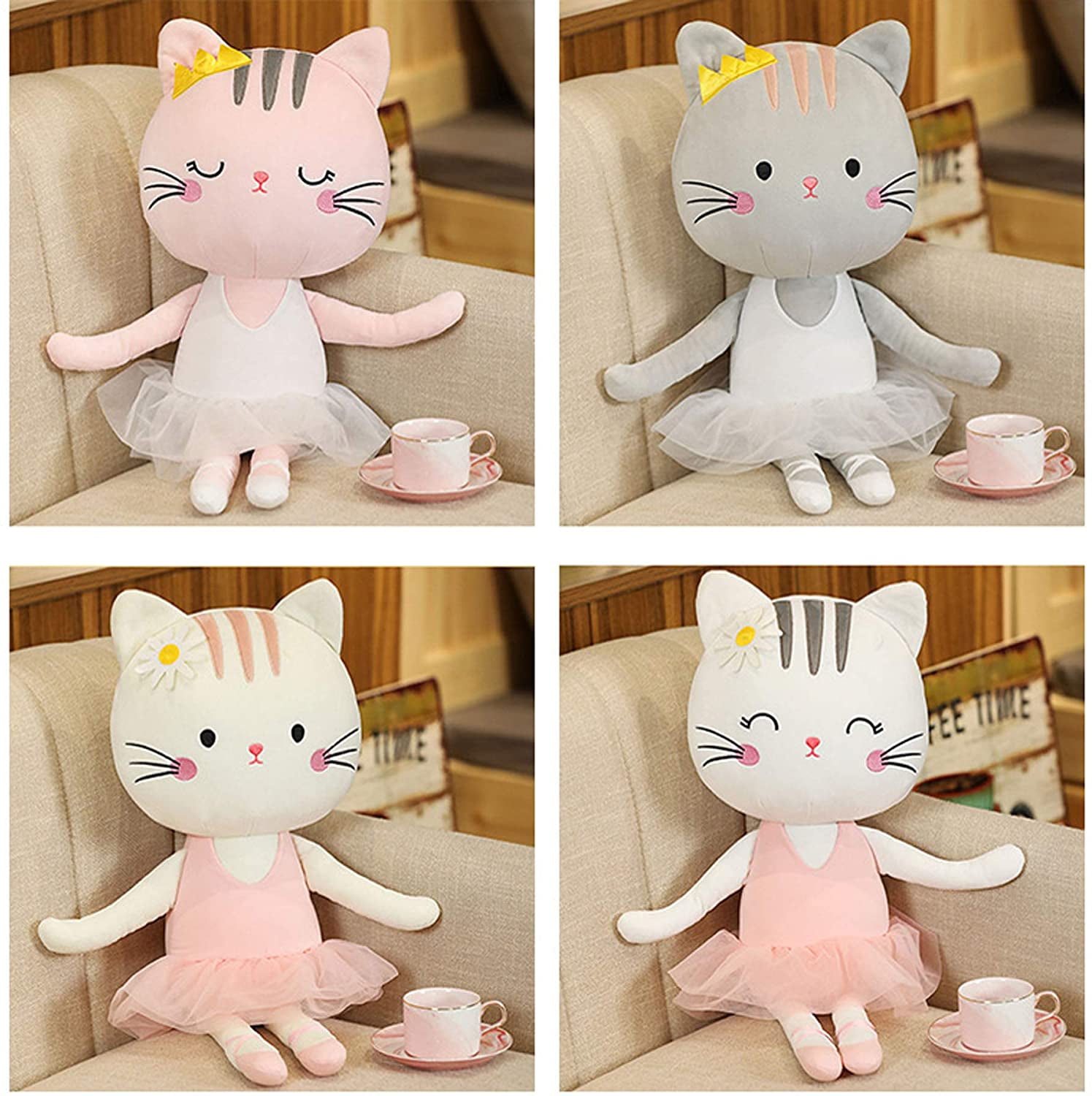Stuffed Handmade Animal Kitten Plush Toy Soft Cute Cat Doll Ballerina Gift 38 cm 