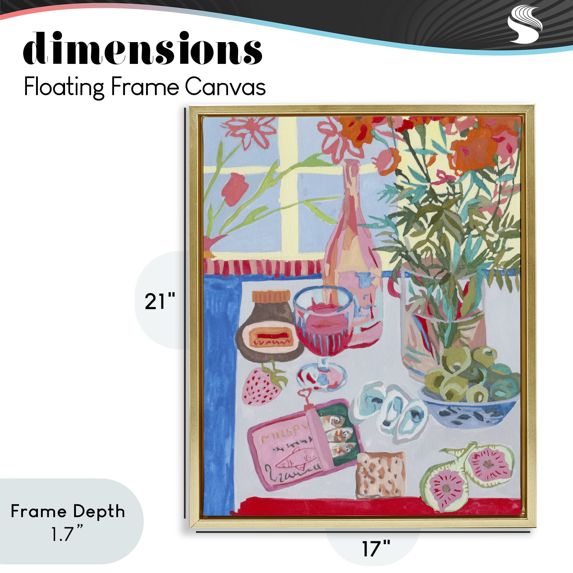Stupell Industries Red & Blue Table Setting Gold Framed Floater Canvas Wall Art, design by Melissa Wang