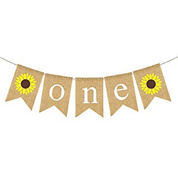Jute Burlap Sunflower One Banner Boy Girl 1st Birthday Party