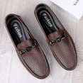 thumbnail image 6 of Spring Summer New Men's Casual Hollow Loafers Slip On Breathable Leather Flats Boat Shoes Driving Shoes Moccasins Comfort Walking Shoes, 6 of 11