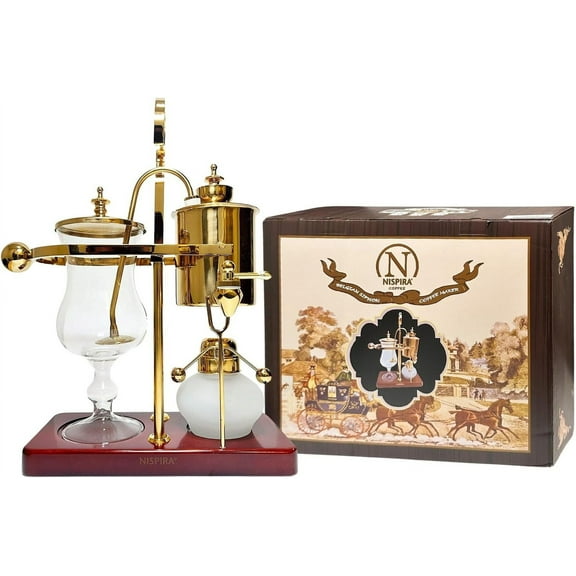 NISPIRA Belgian Belgium Luxury Royal Family Balance Syphon Siphon Coffee Maker Gold Color, 1 set