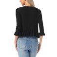 thumbnail image 3 of INSPIRE CHIC Cardigans for Women Trendy Ruffled Long Sleeve Knit Sweater Open Front Cardigan Outerwear S Black, 3 of 5