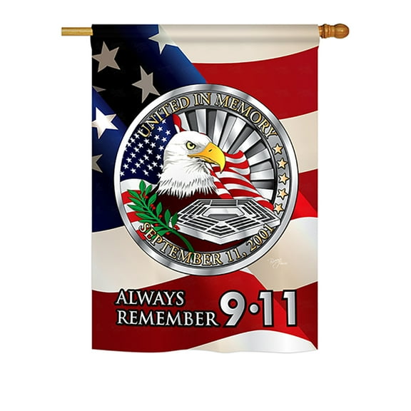 Breeze Decor H111063-BO Always Remember Americana Patriotic Impressions Decorative Vertical 28" x 40" Double Sided Hous