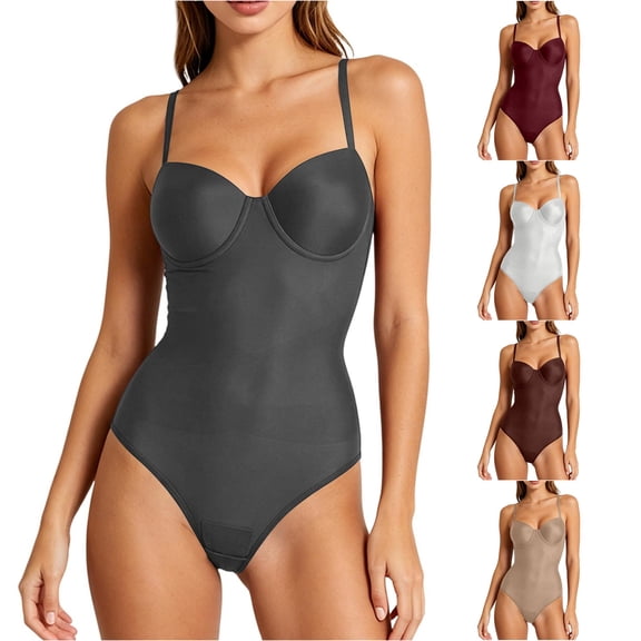 Trendfront Womens Sleeveless Shapewear Bodysuit Tummy Control Full Body Shaper Smoothing Built In Cup Style Sculpting Wear Under Clothes
