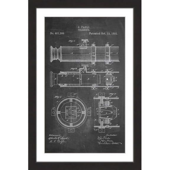 "Telescope 1891 Chalk" Framed Painting Print