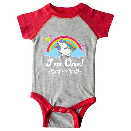 

Inktastic First Birthday Rainbow with Unicorn Gift Baby Girl Bodysuit