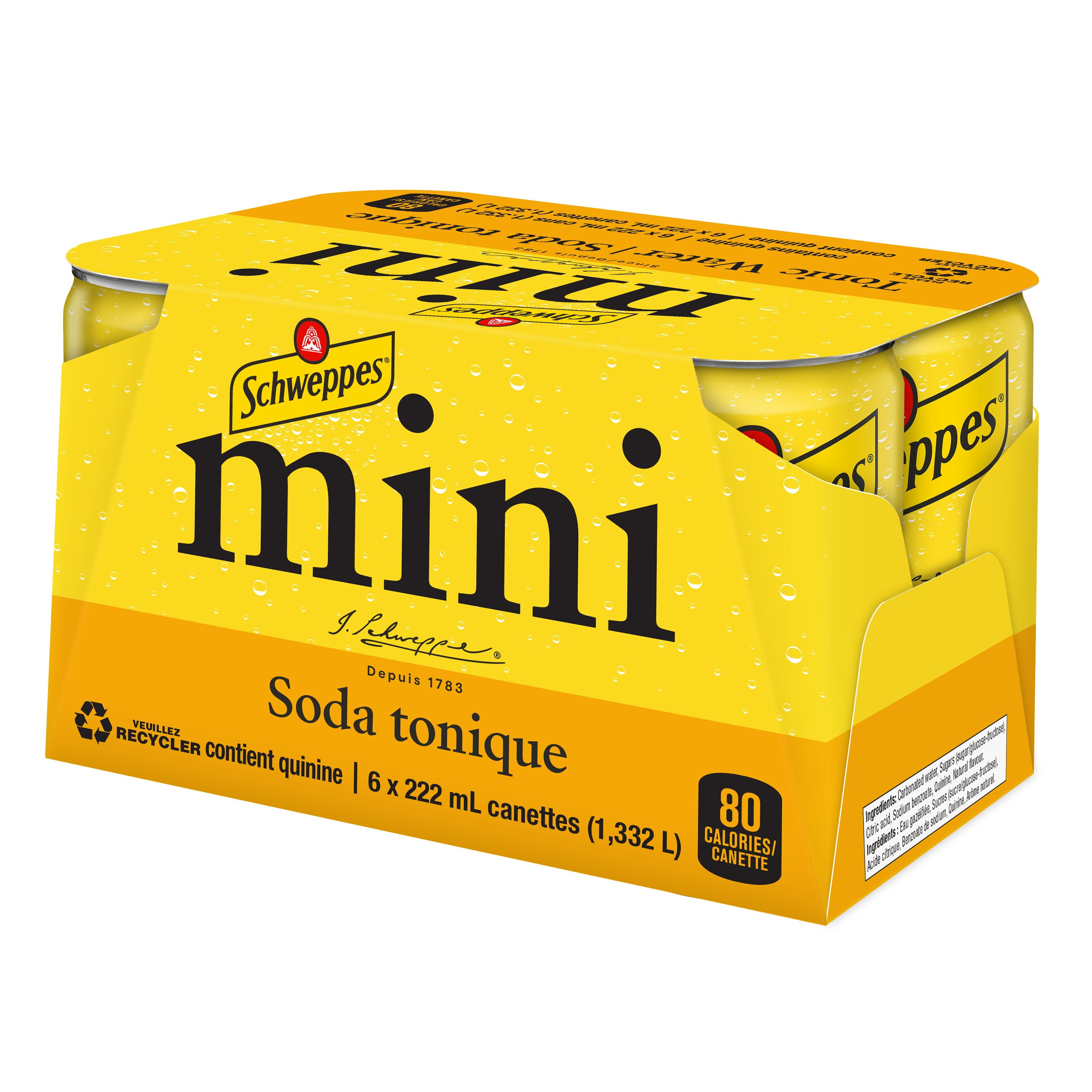 Schweppes Tonic Water 6 x 222 mL, Mini cans