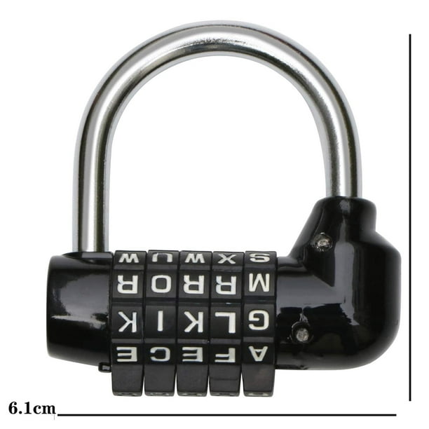 Cadenas à combinaison à 5 cadrans, noir 5 Letters Lock Code Lock Large Gym  Cabinet Locker Room Prop Padlock Wordlock [452]