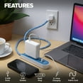 thumbnail image 2 of Honeywell Powerstrip with 2 AC Outlets, 2 USB Ports, 3 ft. Fabric Cord (Blue/White), 2 of 5