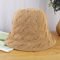 thumbnail image 4 of CoCopeaunts Women Bucket Hat Solid Color Casual Simple Bucket Caps Bell-Shaped Hollow Design Stretchy Warm Knitting Beanie Hat, 4 of 8
