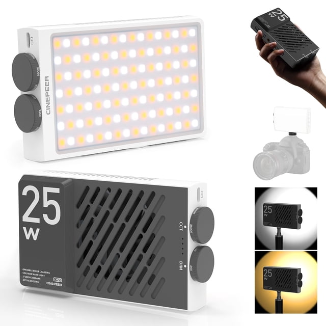 Luz de vídeo LED ZHIYUN CINEPEER CM25 25 W con 2 baterías