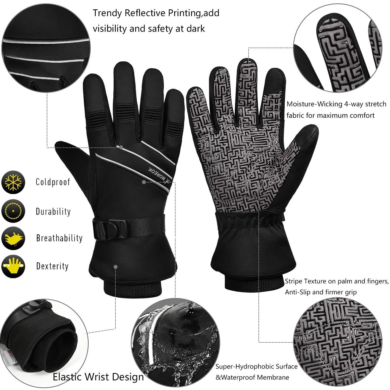 Waterproof & Windproof -30°f Winter Gloves For Men/women  3m Thinsulate Thermal Touch Screen Warm Skiing Cycling Running