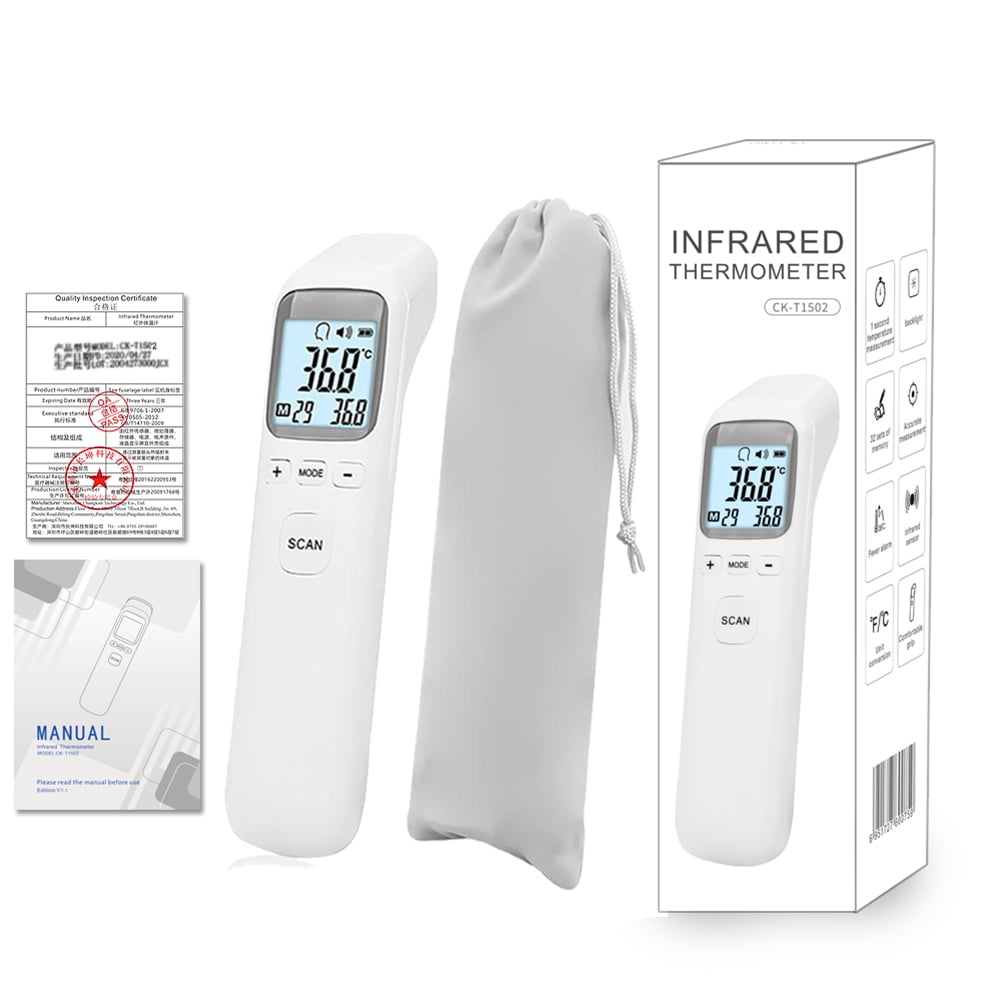 Infrared Thermometer Non-Contact Medical Forehead Ear Thermometer 32℃ ~ 42.5℃ Digital LCD Screen High Resolution ±0.1℃ Temperature Measure Tool for Baby Kids Adults