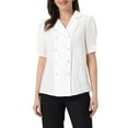 thumbnail image 1 of CAMISA DE BOTONES CORTA DE MANGA CORTA ELEGANTE PARA MUJERES INSPIRADA EN CHIC 2023, TOPS DE COLLAR CAMPAMENTO EXQUISITO, BLANCA XS, 1 of 5