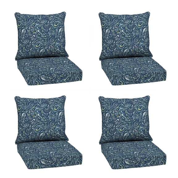 ARDEN earthFIBER Outdoor Deep Seat Cushion Set, 4-Pack, 24 in x 24 in, Weather-Proof, Rain-Proof, Fade Resistant Patio Cushion for Chair, Sofa, and Couch Denim Alair