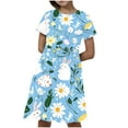 thumbnail image 5 of Fjofpr Girls Dresses $ 10.00 Toddler Kids Girls Print Short Sleeve Stretchy Dress A Line Dress（4-14Years）, 5 of 6