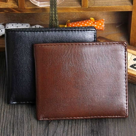 Obstce - Obstce Men Faux Leather ID Card Holder Zipper Pocket Money Clip Business Bifold Wallet - Walmart.com