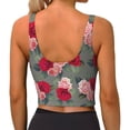 thumbnail image 4 of Goofa Rose Flowers Printed Sports Bras for Women, High Impact Running Bra Workout Crop Tank Tops Longline Sports Bra Push up-, 4 of 9