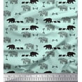 thumbnail image 1 of Soimoi Green Rayon Fabric Bear & Text Decor Fabric Printed Yard 42 Inch Wide, 1 of 3